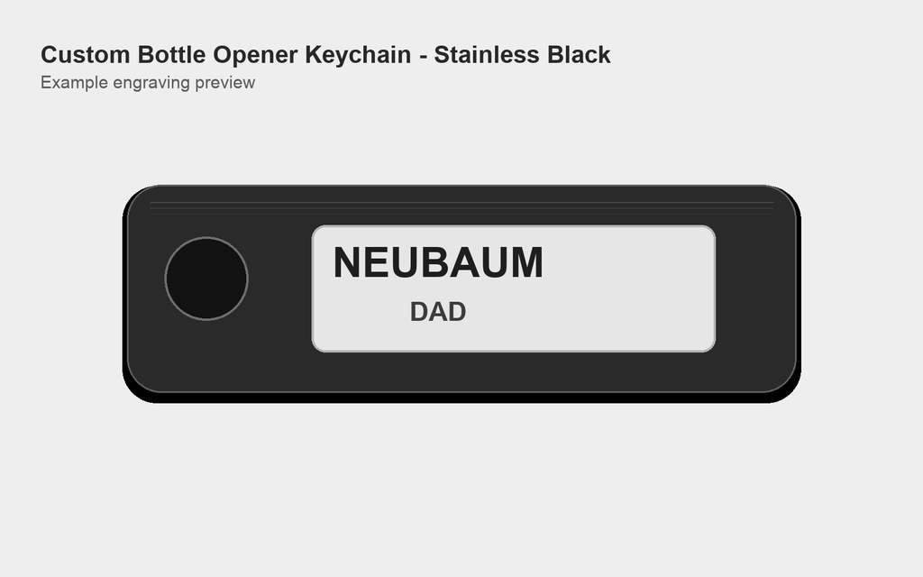 Custom Bottle Opener Keychain - Stainless Black